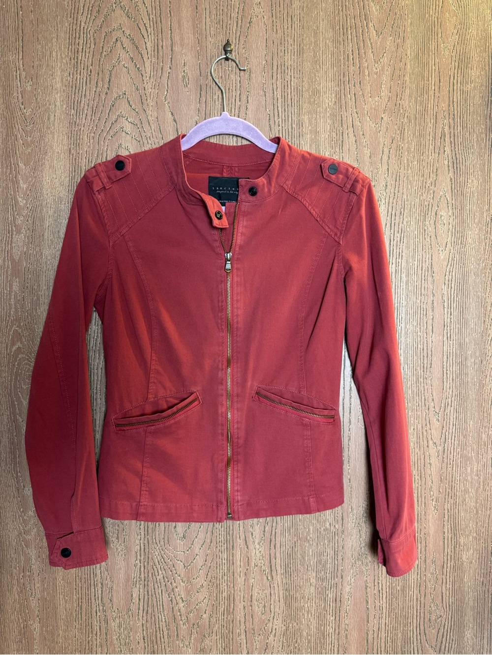 Sanctuary Brick-Red Zip Utility Jacket